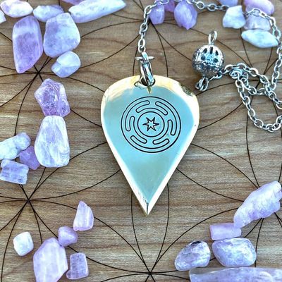 Luna Ignis Artisan Brass Pendulum Hand Crafted with Hecate Wheel