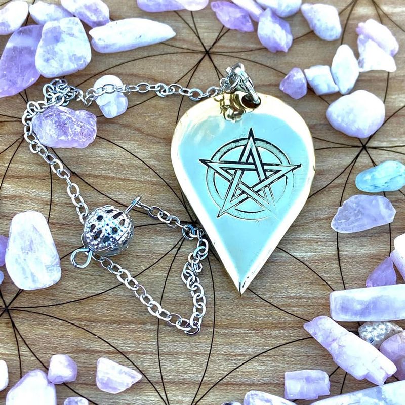 Luna Ignis Artisan Brass Pendulum Hand Crafted with Pentacle