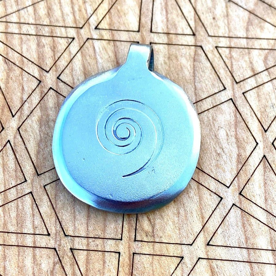 Luna Ignis Hand Forged Neolithic Spiral Of Life Pendant Brushed Finish