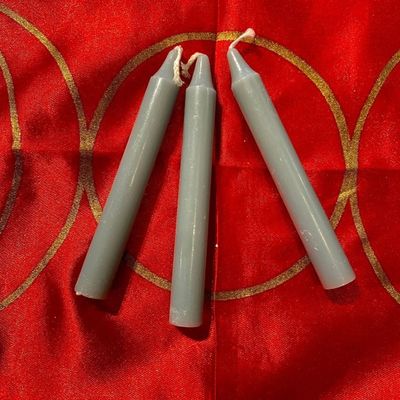 Three Grey Chime Spell Candles At 35c Each