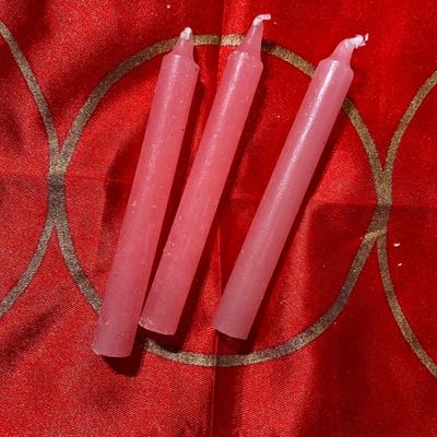 Three Pink Chime Spell Candles  At 35c Each
