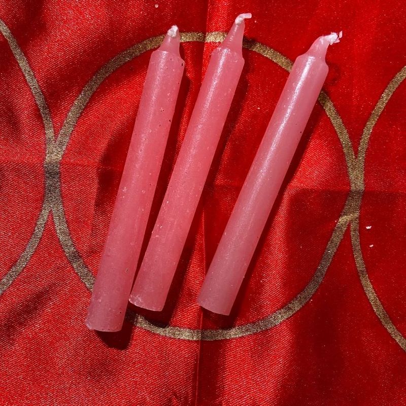 Three Pink Chime Spell Candles  At 35c Each