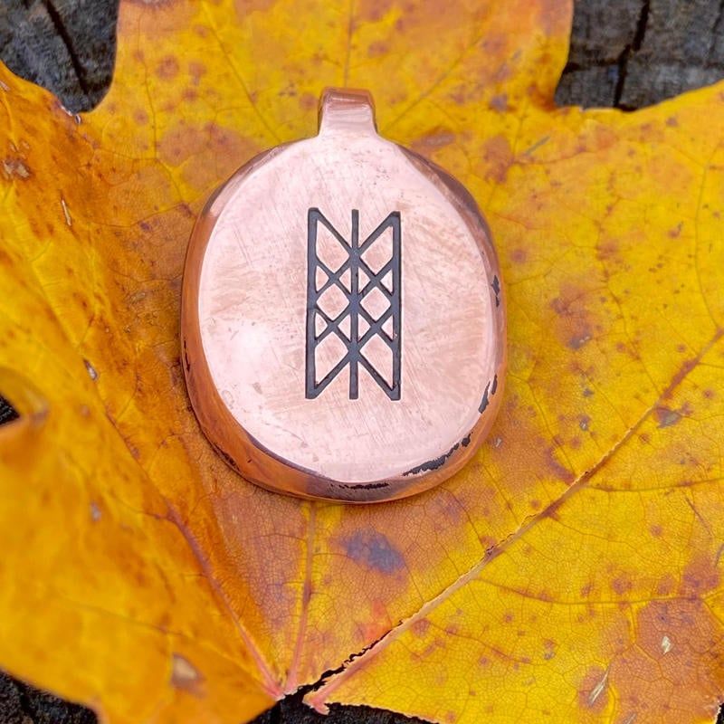 Luna Ignis Hand Crafted Copper Web Of Wyrd Amulet pendant