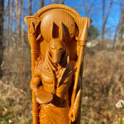 Wooden Anubis Statue Hand Carved