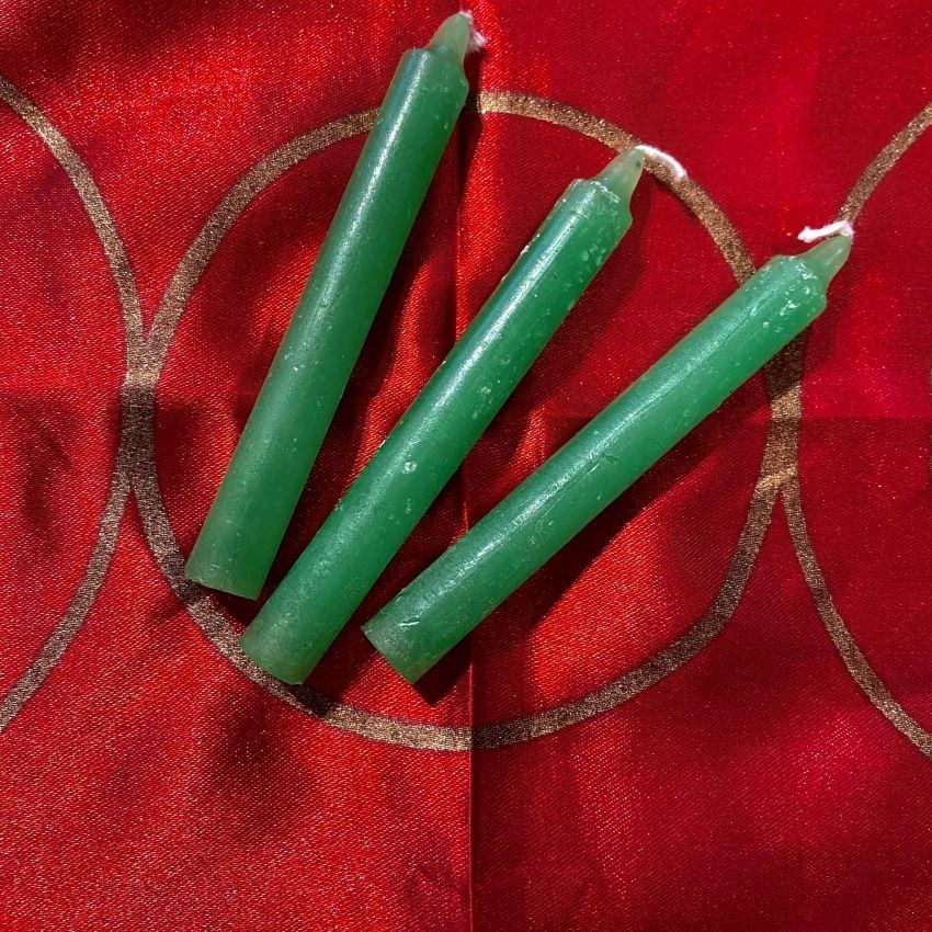 Three Dark Green Chime Spell Candles At 35c Each
