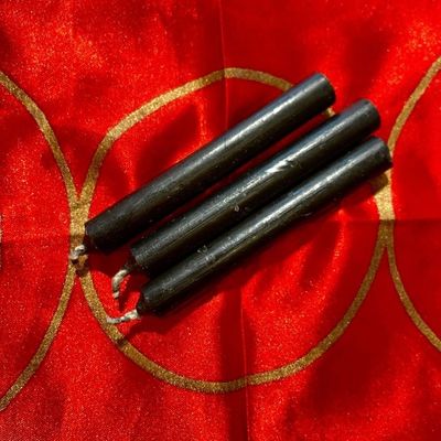 Three Black Chime Spell Candles at 35c each