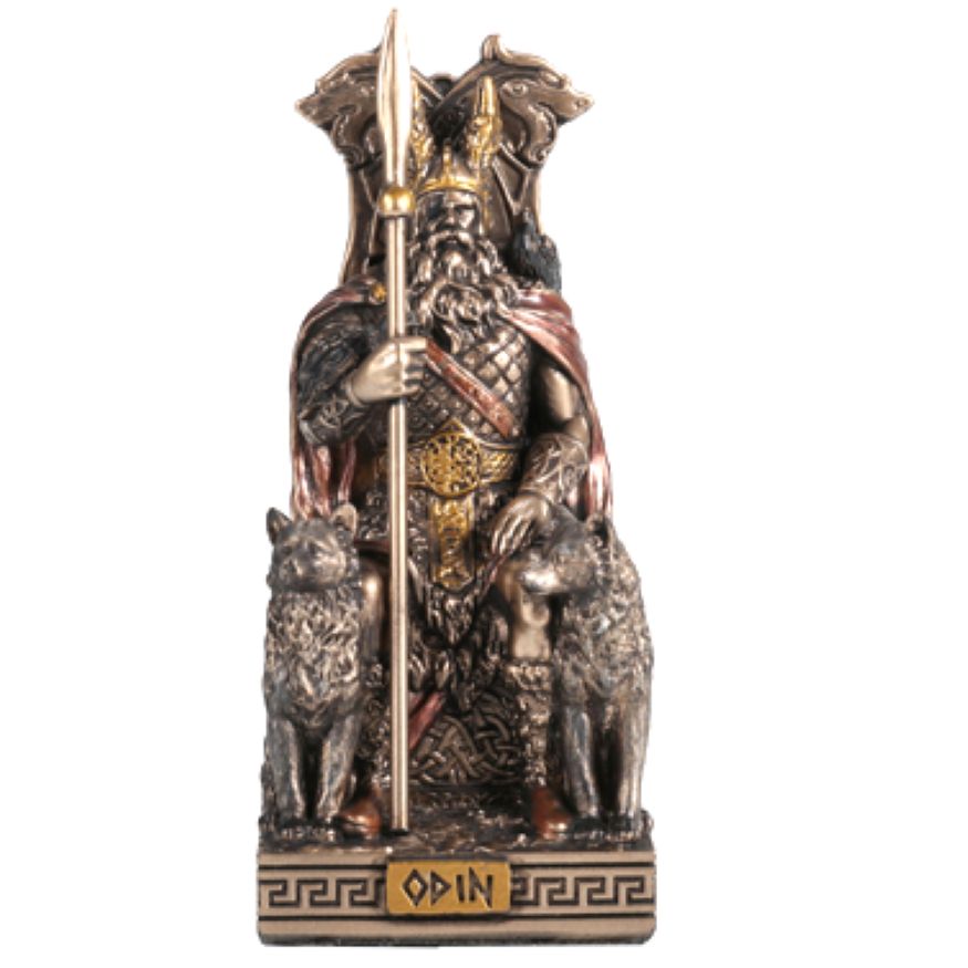 Norse Mini Statue - Odin [on Throne] (Bronze)