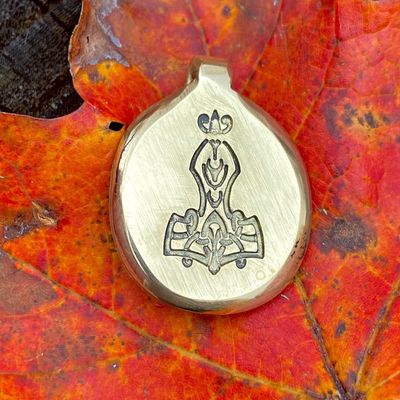Luna Ignis Hand Crafted Brass large Mjolnir Amulet pendant