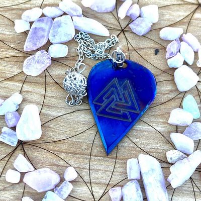 Luna Ignis Pendulum Hand forged colorized iron with Valknut