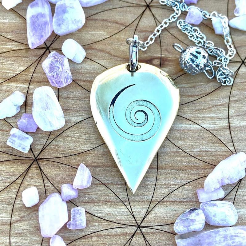 Luna Ignis Artisan Brass Pendulum Hand Crafted with Neolithic Spiral