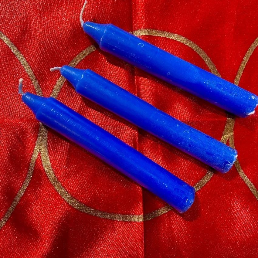 Three Dark Blue Chime Spell Candles At 35c Each