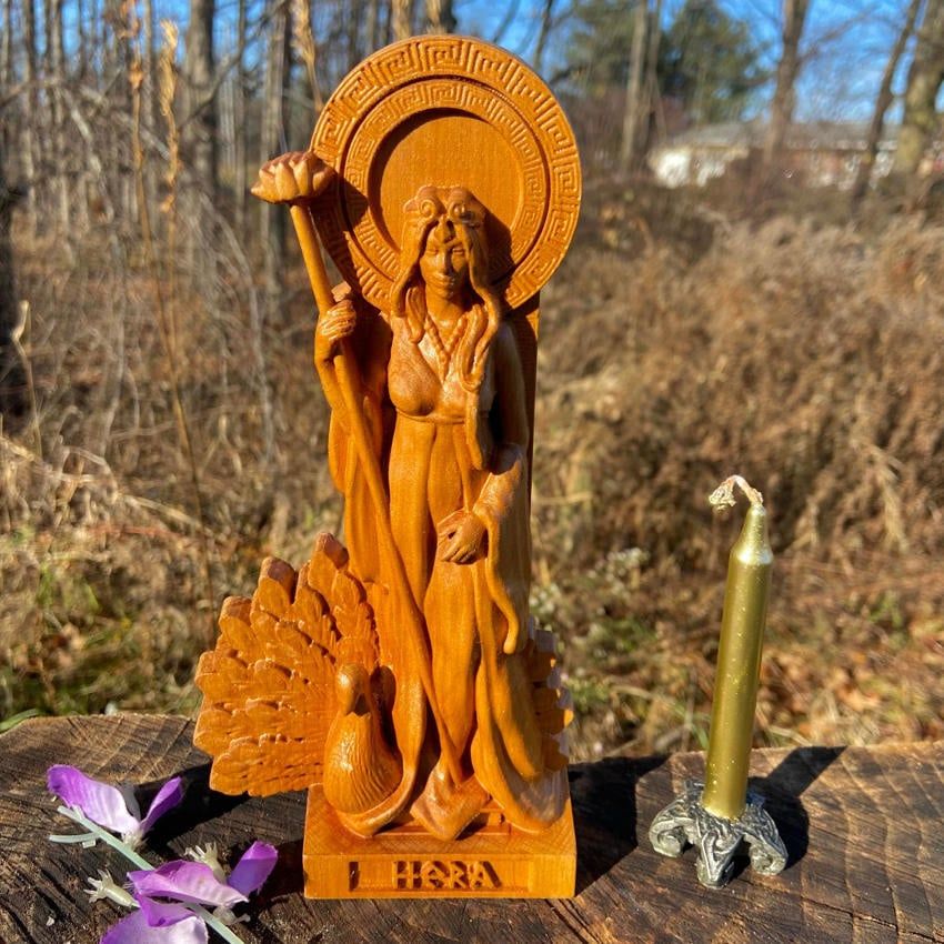 Wooden Hera Statue Hand Carved