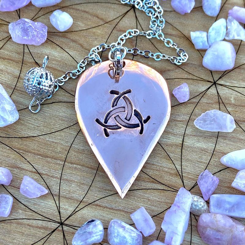 Luna Ignis Artisan Copper Pendulum Hand Crafted with Triple horns Of Odin