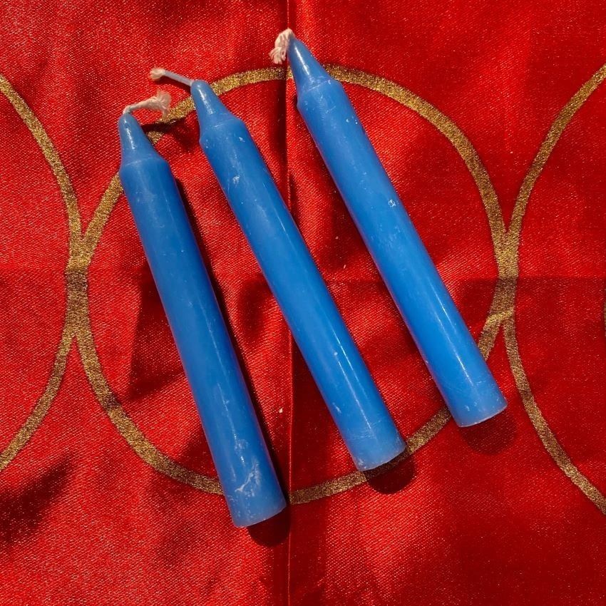 Three Light Blue Chime Spell Candles At 35c Each