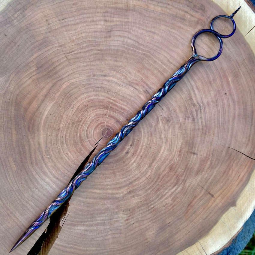 Artisan Iron Wand with infinity loop Iridescent