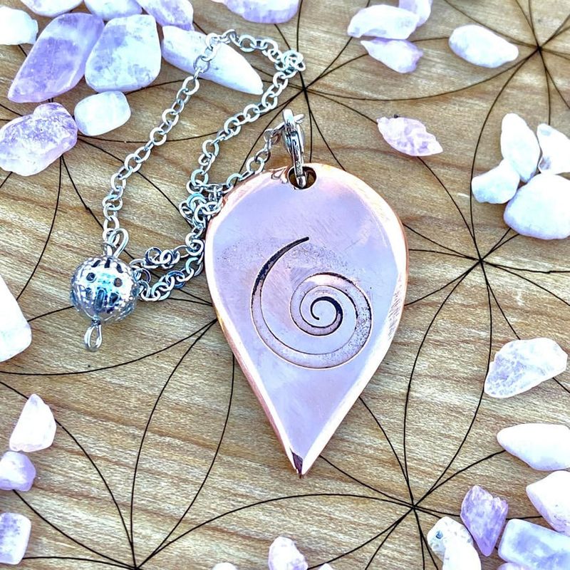 Luna Ignis Artisan Copper Pendulum Hand Crafted with Neolithic Spiral