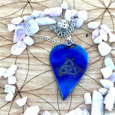 Luna Ignis Pendulum Hand forged colorized iron with Triple Horn Of Odin