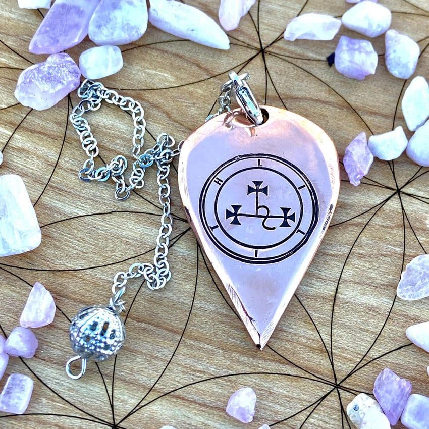 Luna Ignis Artisan Copper Pendulum Hand Crafted with Lilith Sigil