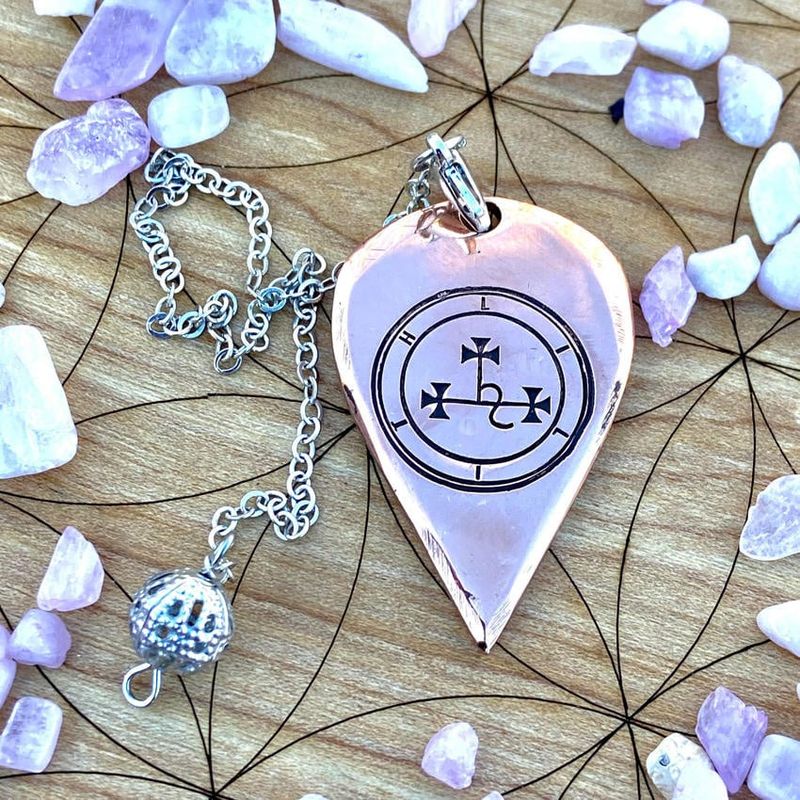 Luna Ignis Artisan Copper Pendulum Hand Crafted with Lilith Sigil