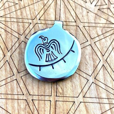Luna Ignis Hand Forged Odin&#39;s Raven Banner Pendant Polished Finish