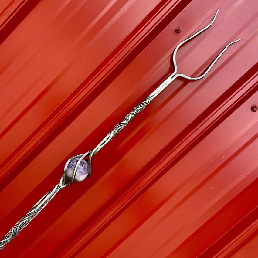 Luna Ignis Hand Forged Iron Stang With Fluorite Eye