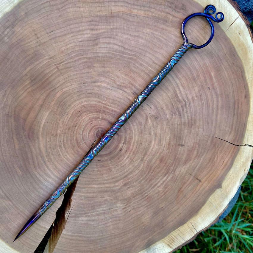 Artisan Iron Wand with Troll Cross Iridescent