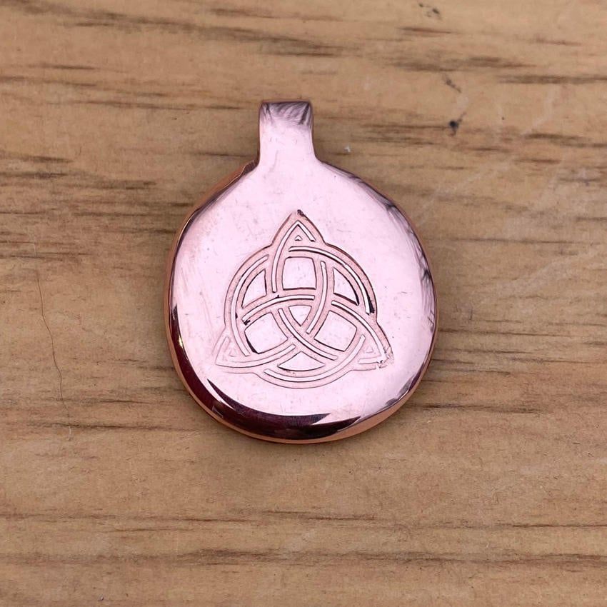 Luna Ignis Hand Crafted Copper Triquetra Amulet pendant