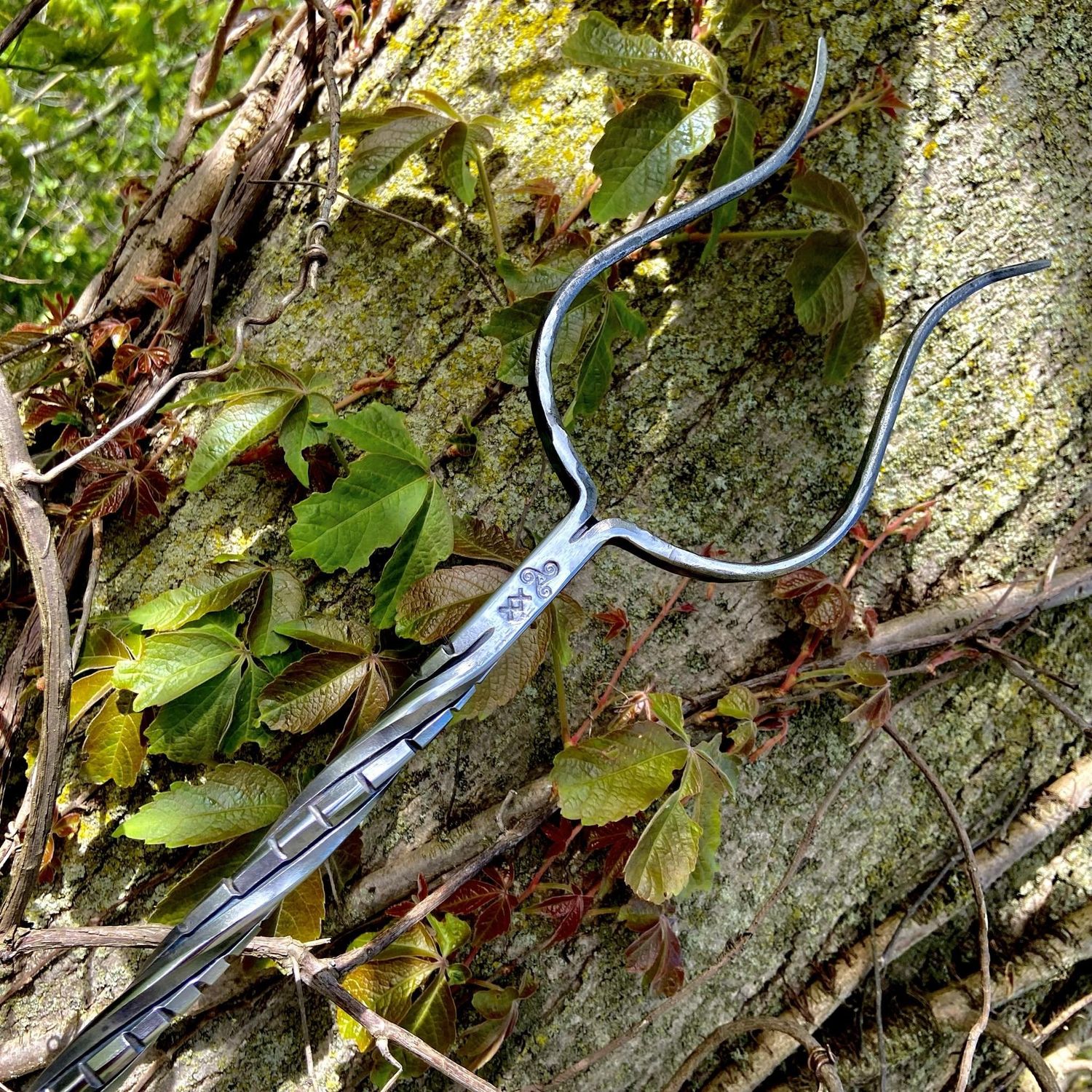 Luna Ignis Hand Forged Iron Stang With Staircase Twist and eye.