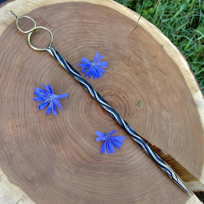 Artisan Iron Wand with infinity loop Brass Plated