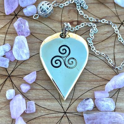 Luna Ignis Artisan Brass Pendulum Hand Crafted with Triskelion