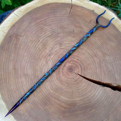 Artisan Iron Wand with Stang Iridescent