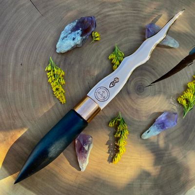 Copper and Ebony Lilith Athame With Spiral Goddess