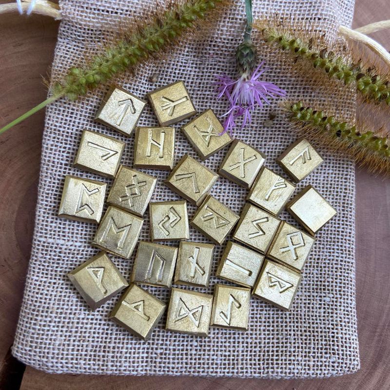Luna Ignis Hand Forged Brass Rune Set