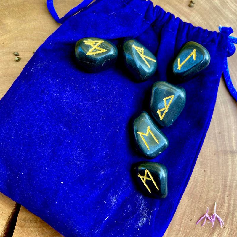 Black Agate Rune Set