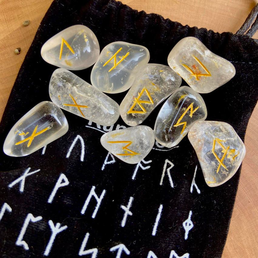 Clear Quartz Rune Set