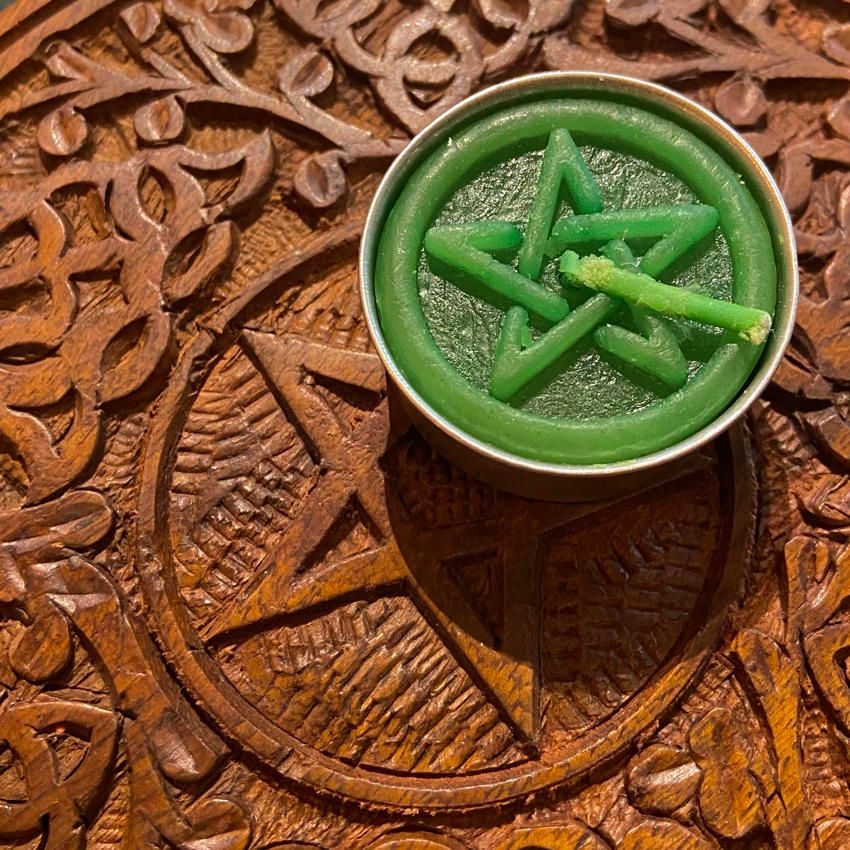Green Pentacle Tea Light