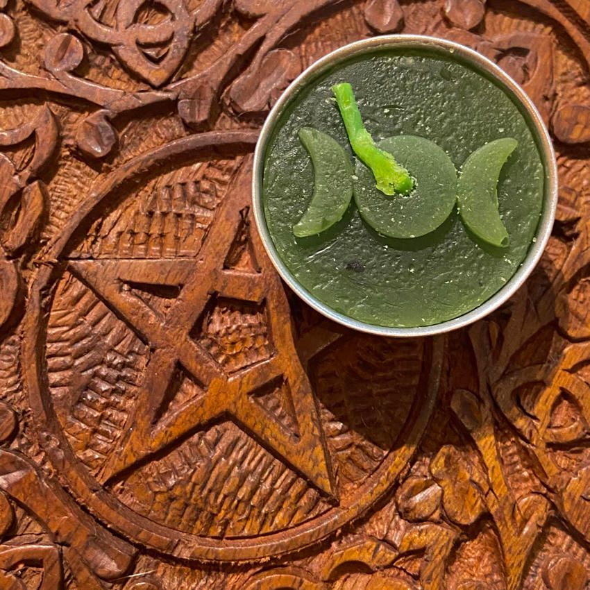 Green Triple Moon Tea Light