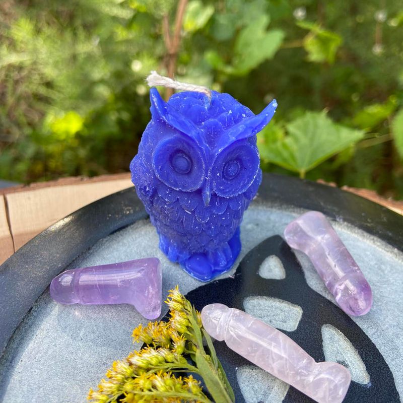 Blue Owl Candle