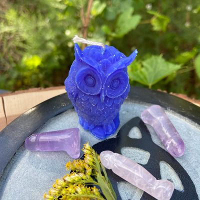 Blue Owl Candle