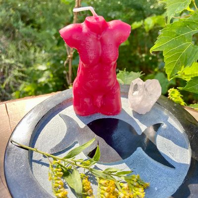 Red Male Torso Candle