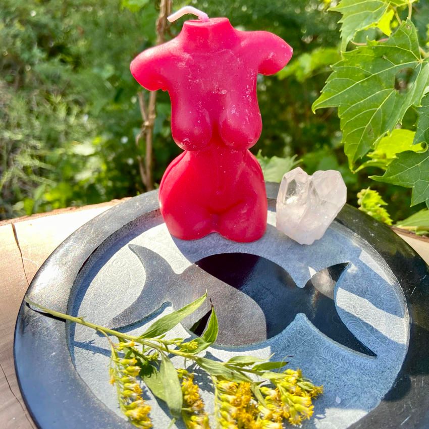 Red Female Torso Candle