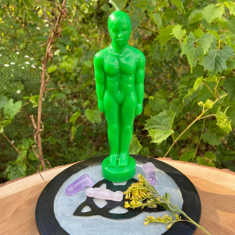 Green Male figure poppet Candle