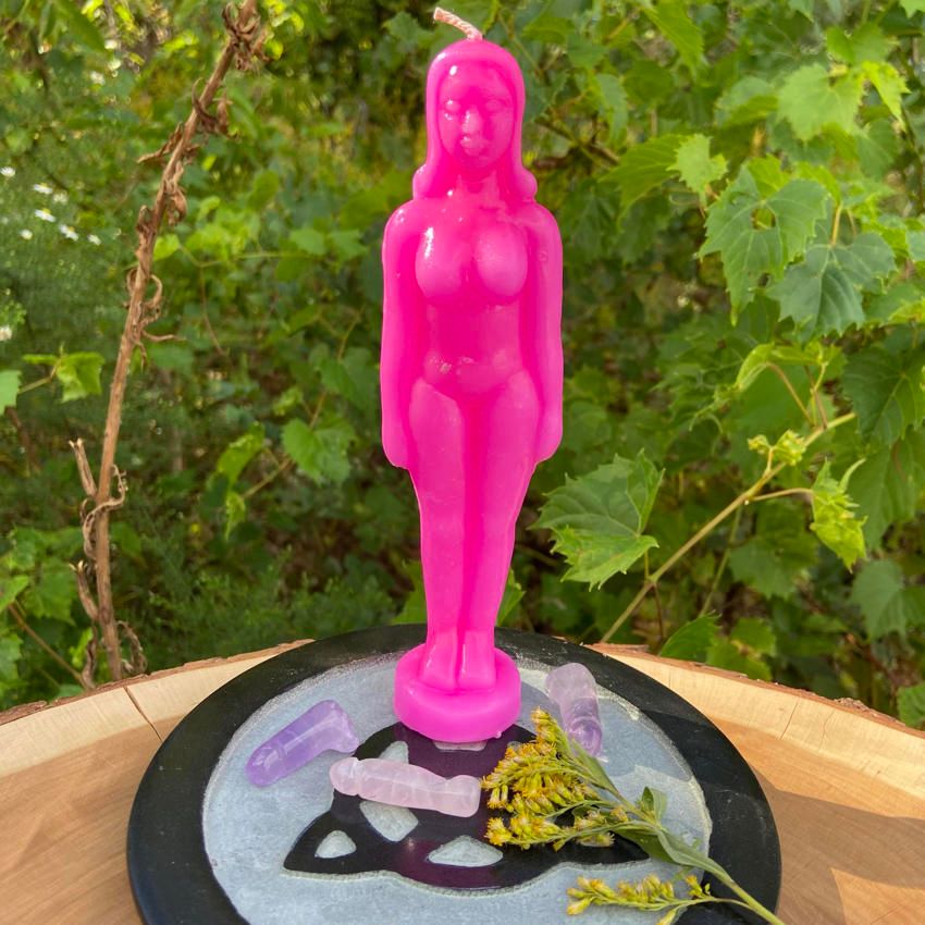 Pink Female figure poppet Candle