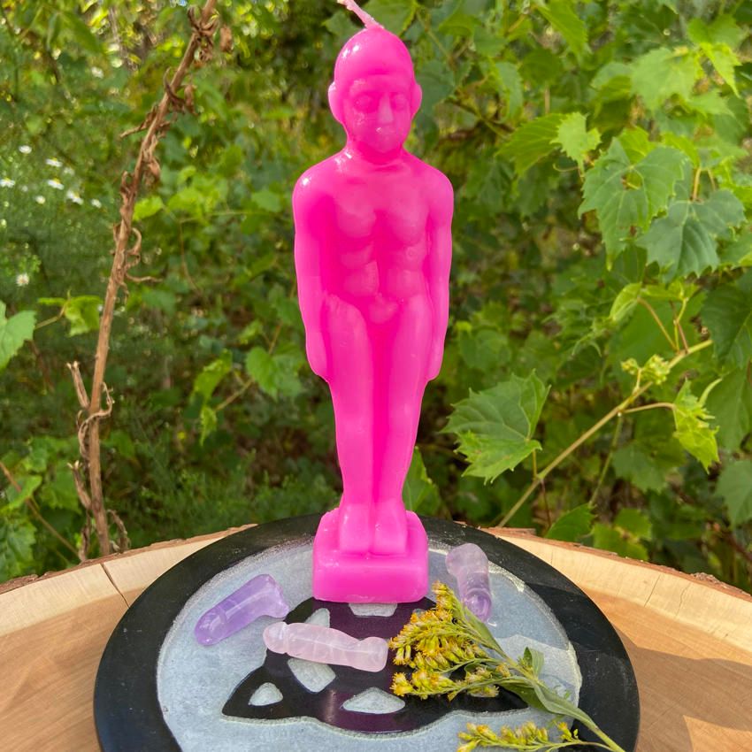 Pink Male figure poppet Candle