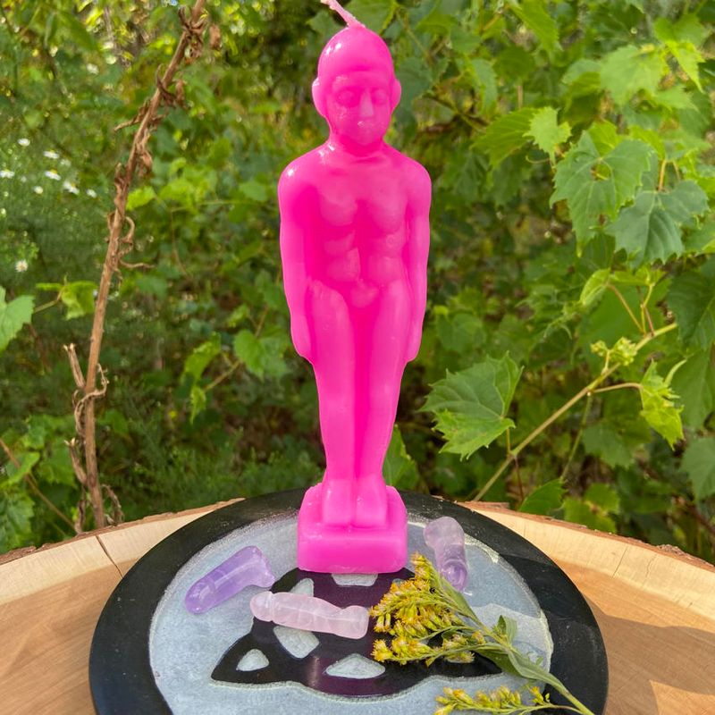 Pink Male figure poppet Candle
