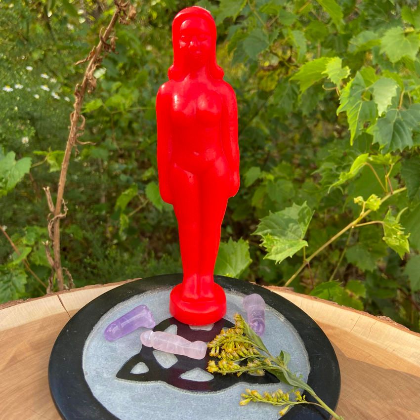 Red Female figure poppet Candle