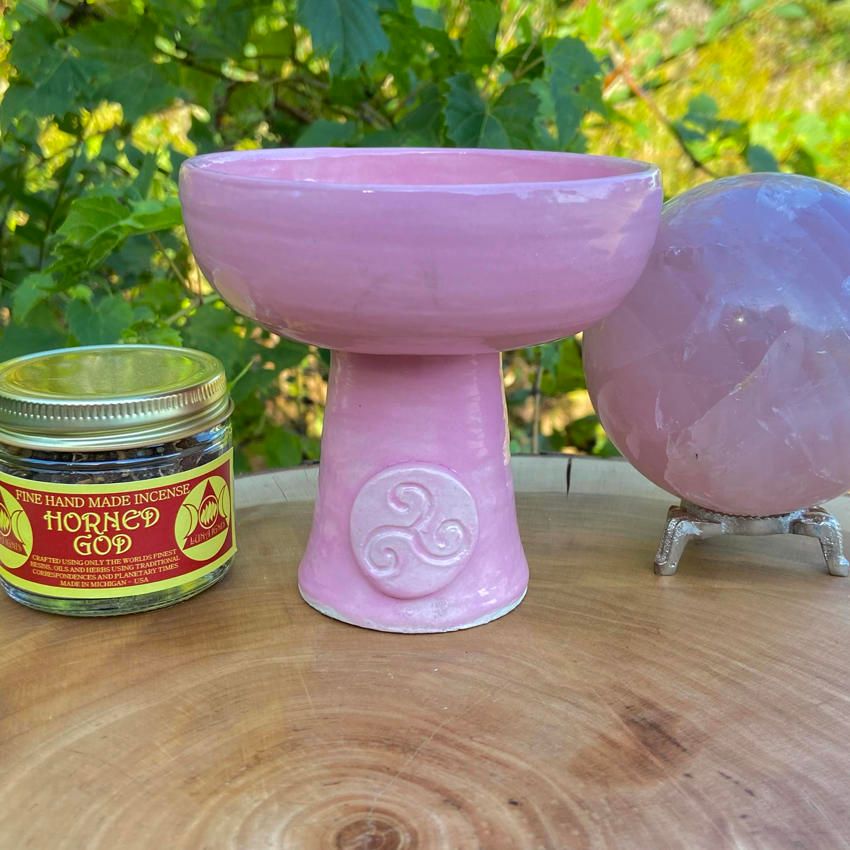 Luna Ignis Ceramic Incense Burner Pink Triskelion