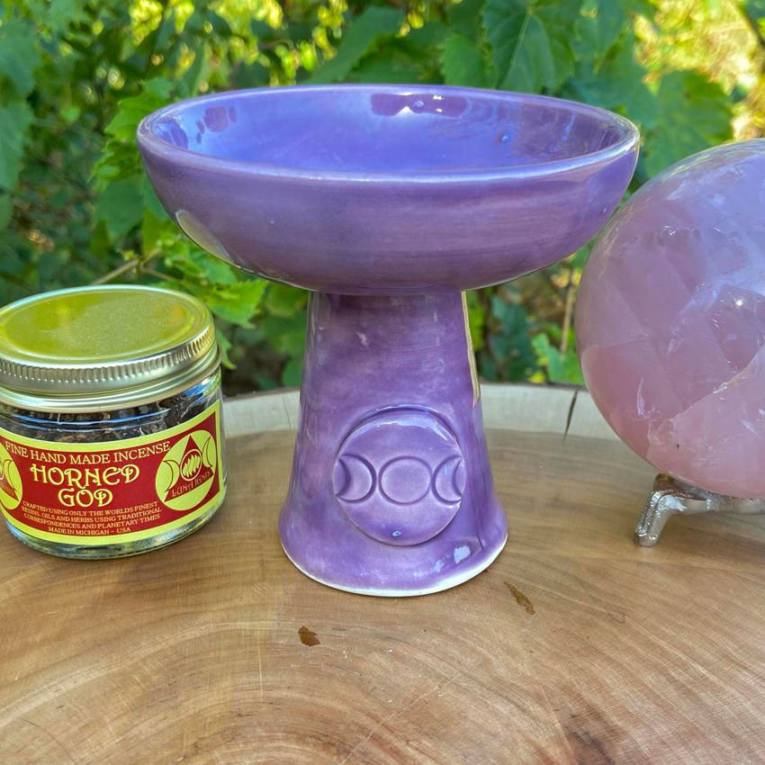 Luna Ignis Ceramic Incense Burner Lilac Triple Moon