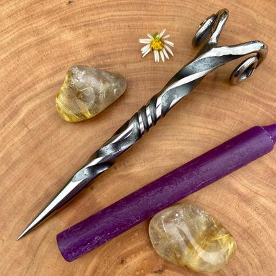 Ram’s Horn Iron Burin Or Candle Scribe With Triple Twist