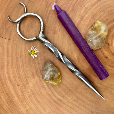 Horned God Iron Burin or Candle Scribe Triple Twist